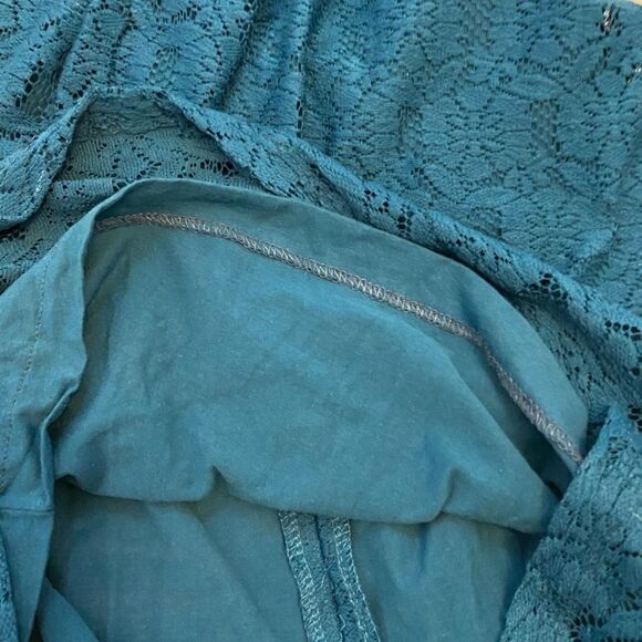 DORORTHY PERKINS Teal Lace Lined Sweetheart Short Sleeve Knee Length Dress 12UK - Picture 6 of 12